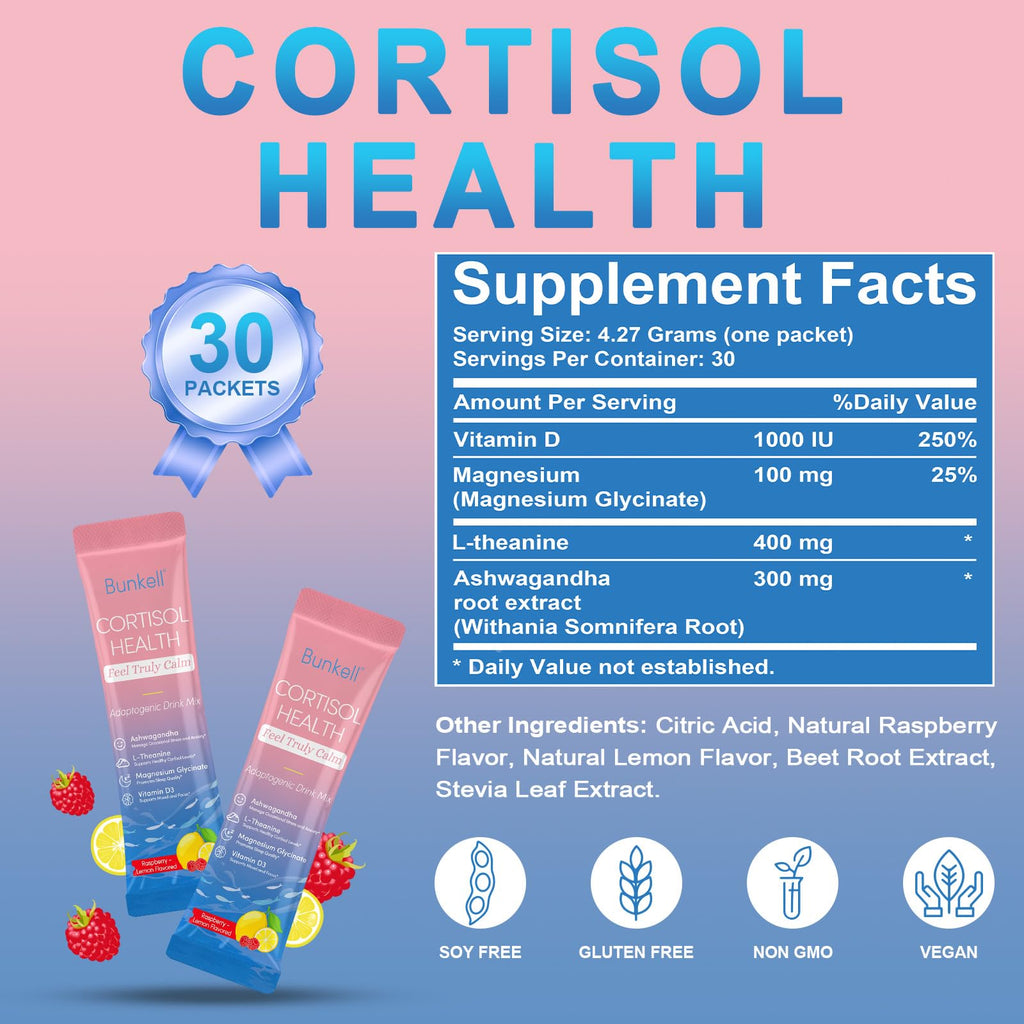 Close-up shot of the authentic USA imported Bunkell Cortisol reducer powder showing its fine texture.
