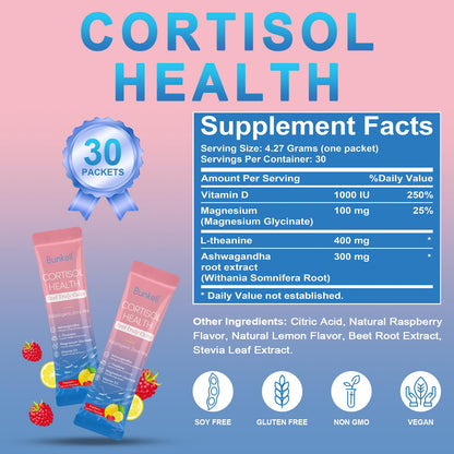 Close-up shot of the authentic USA imported Bunkell Cortisol reducer powder showing its fine texture.