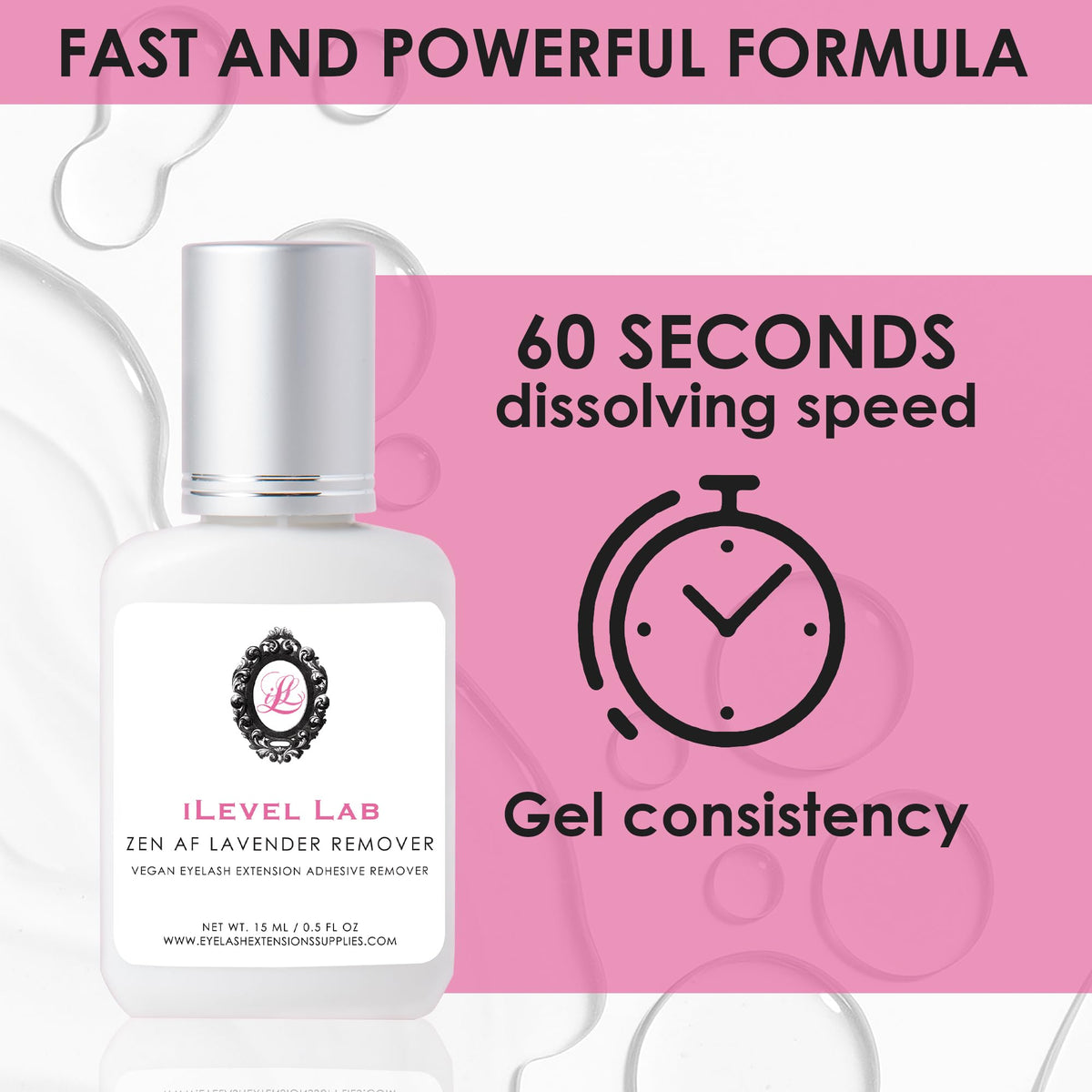 Ilevel Lab Zen Af Lavender Gel Lash Remover texture demonstration