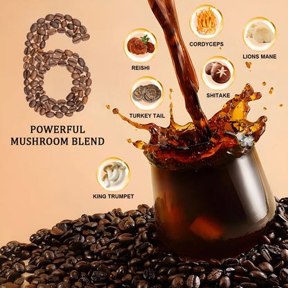 Bunkell adaptogenic six mushroom blend dietary supplement nutritional information panel.