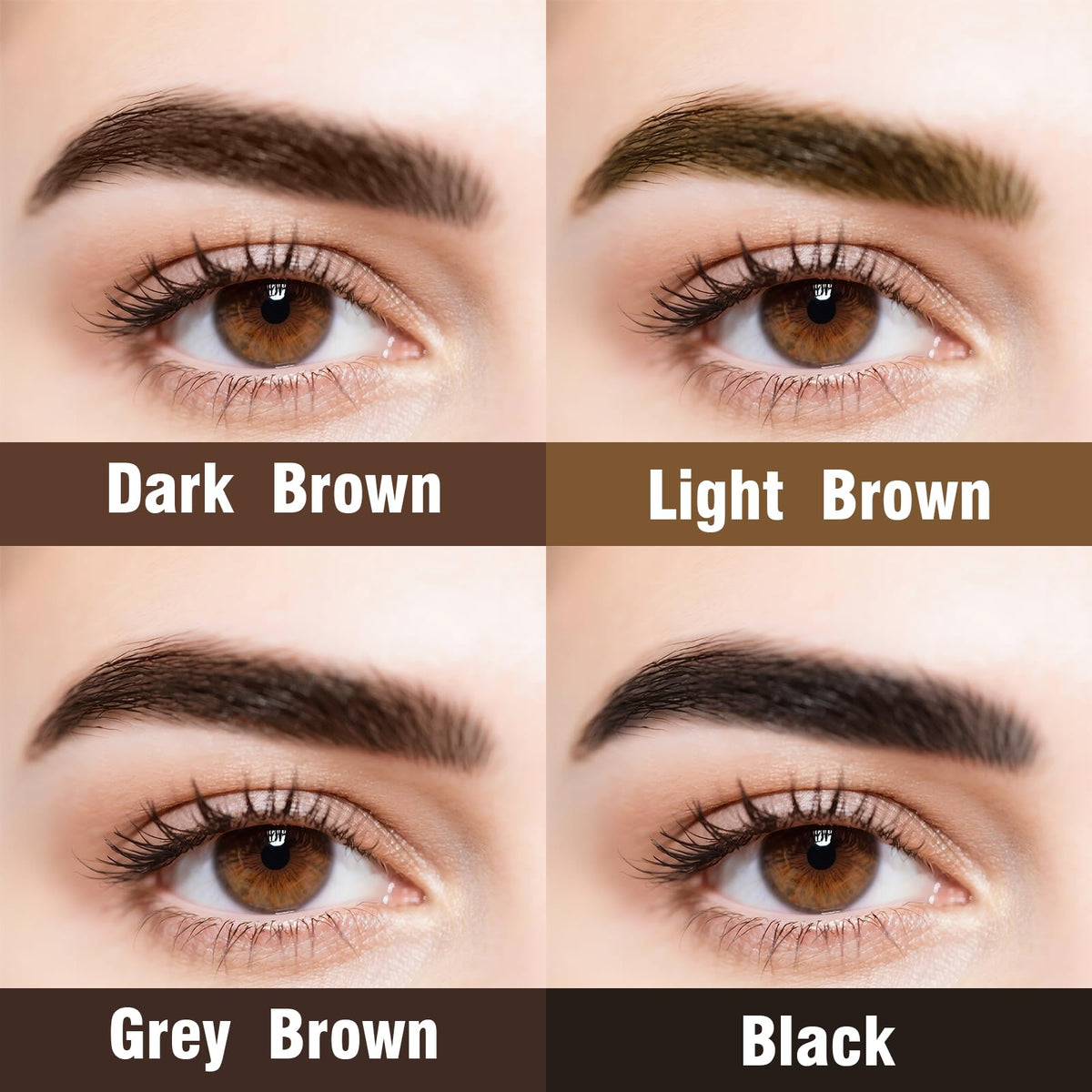 Demonstration of gel application on clean eyebrows