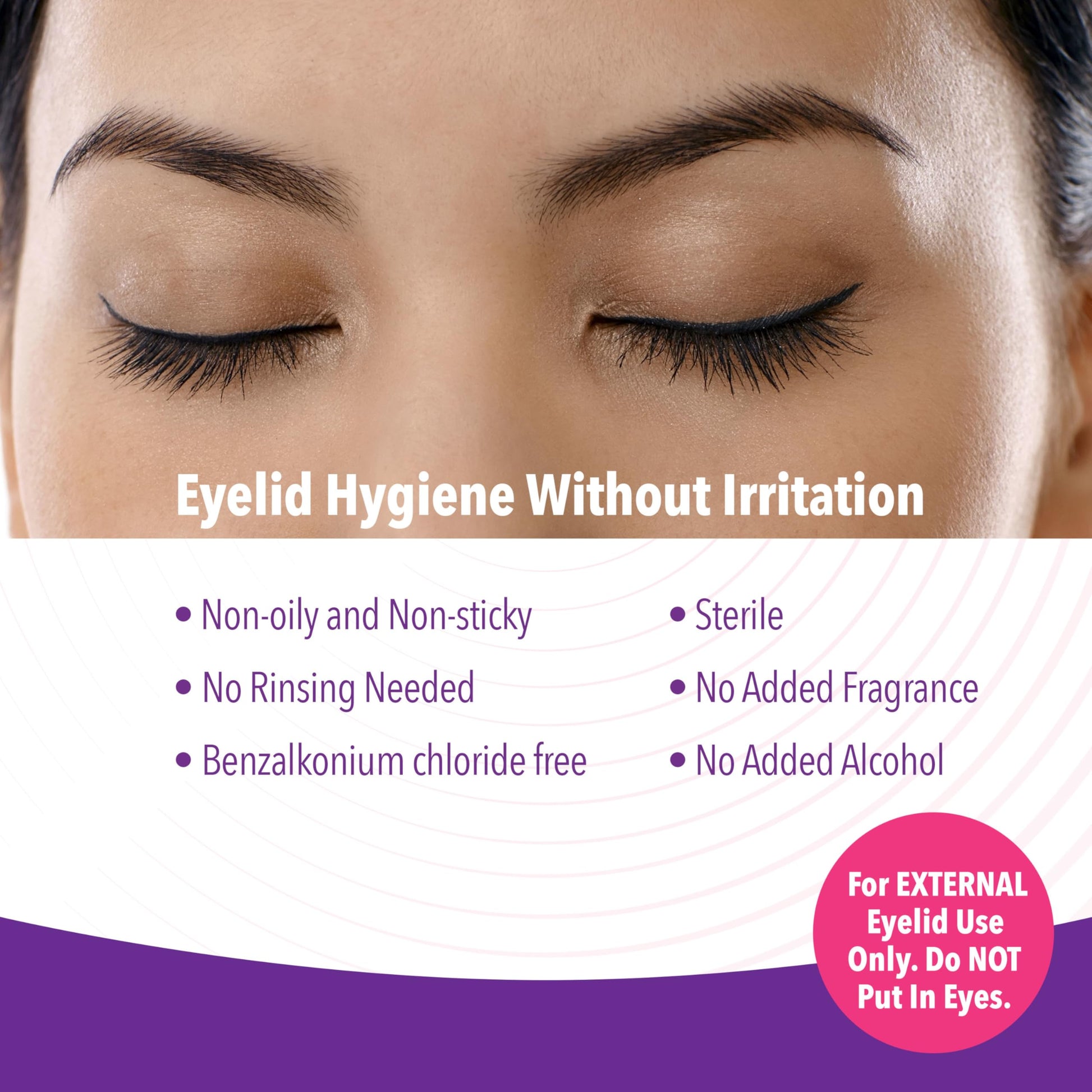 Sterile micellar eye cleanser by iVIZIA showing preservative free label