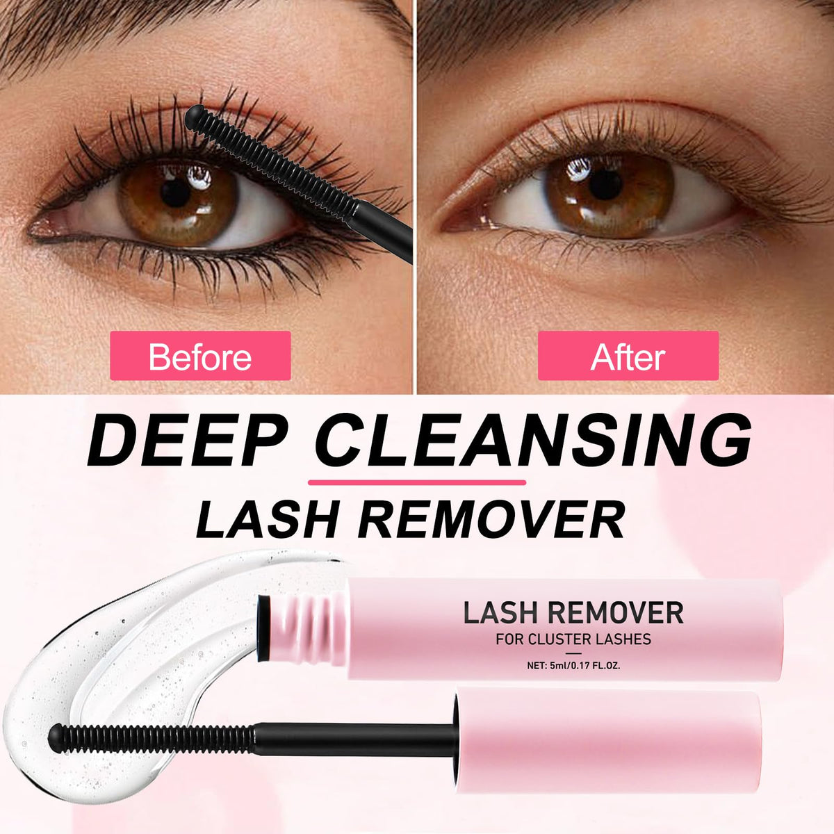 Eyelash glue remover bottle showing 5 milliliters volume label