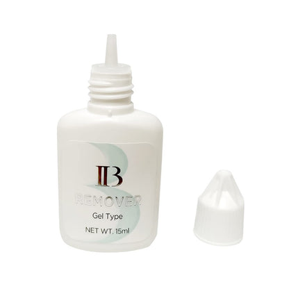 Professional eyelash extension remover bottle with security seal close up view.