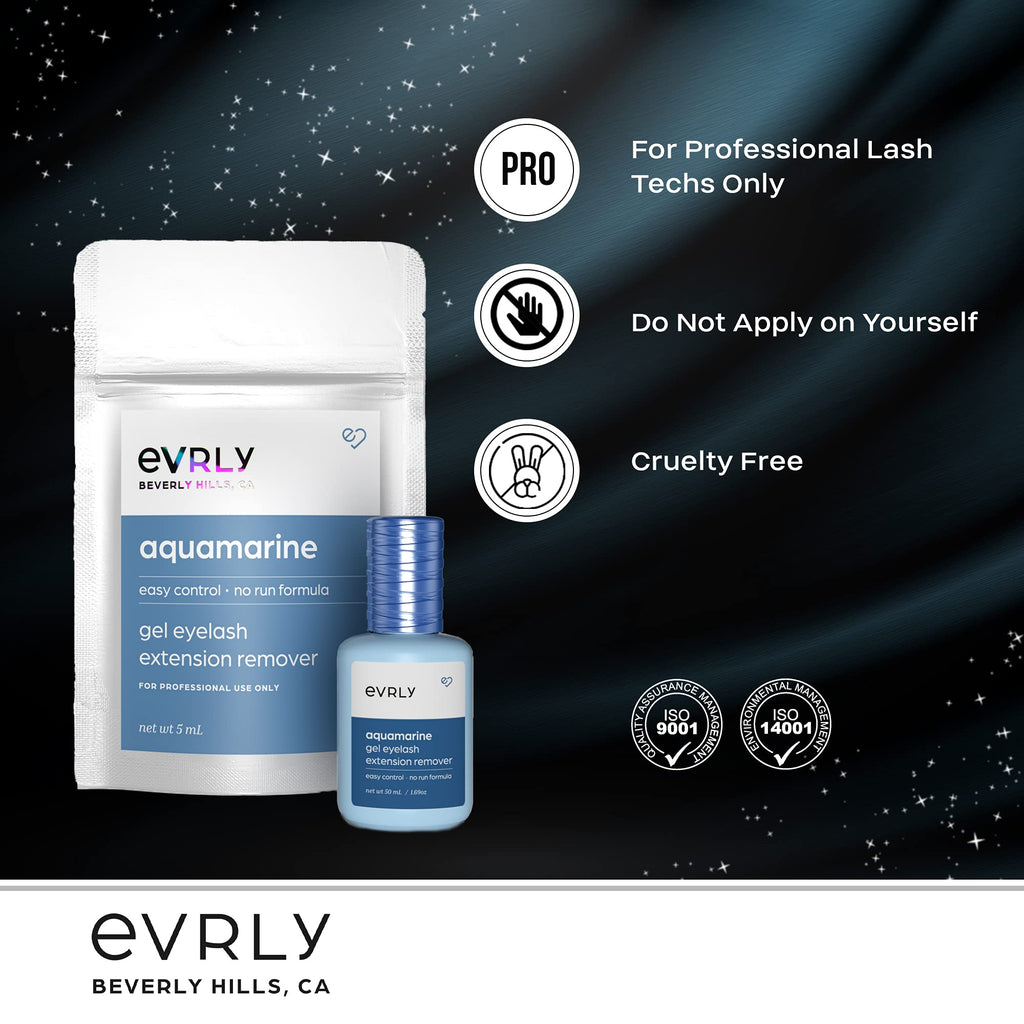 Cool blue eyelash adhesive dissolving gel product display