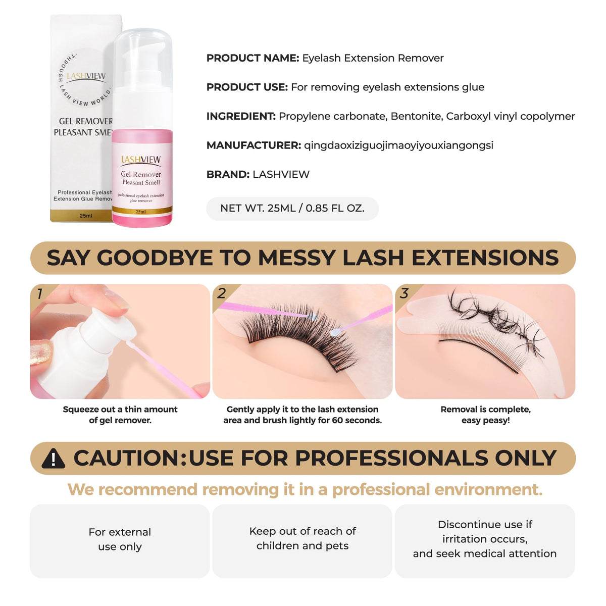 Lashview eyelash extension glue remover bottle