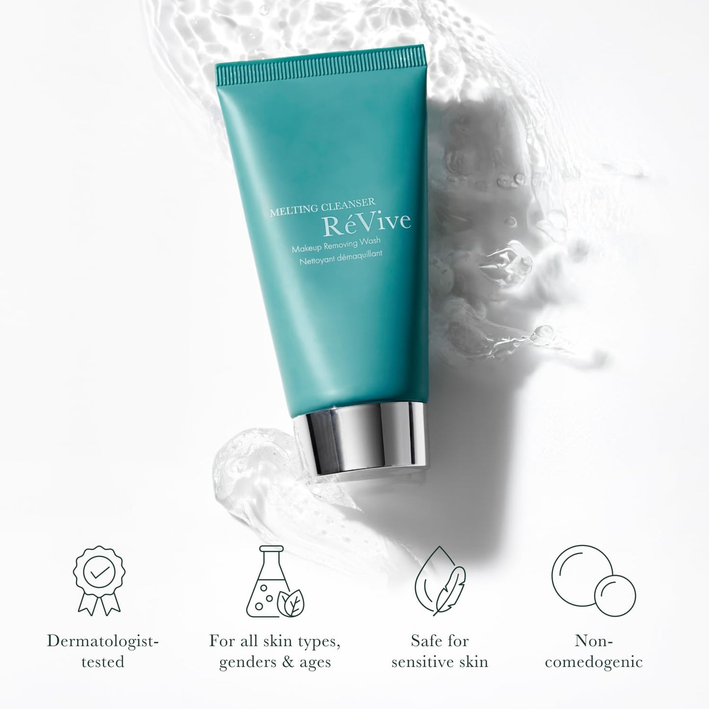 Applying RÃ©Vive cleanser on dry skin to dissolve makeup