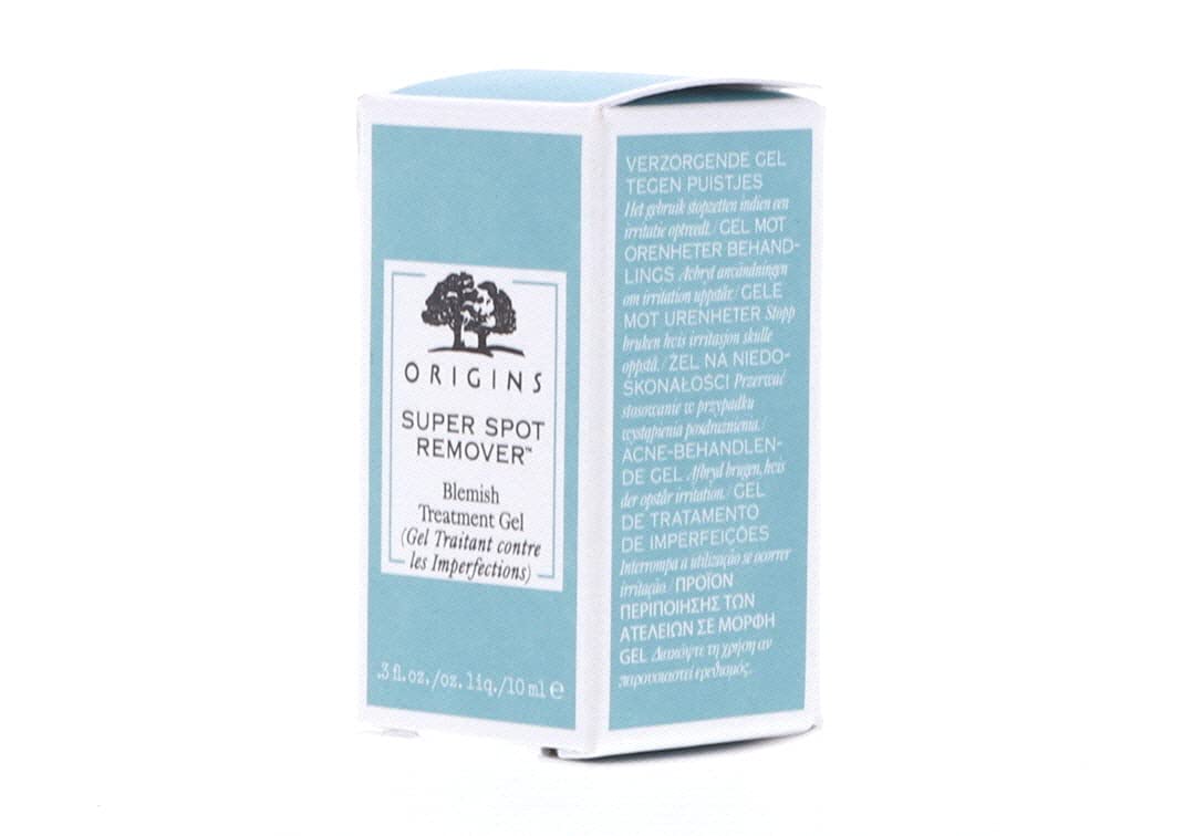 Application of Origins blemish gel on skin