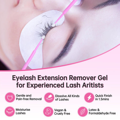 Professional eyelash extension removal process using Beauty7 high viscosity gel remover