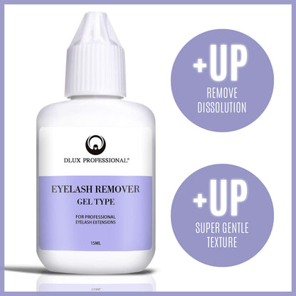 Clear gel texture of the professional Korean eyelash adhesive remover being applied with a micro swab.