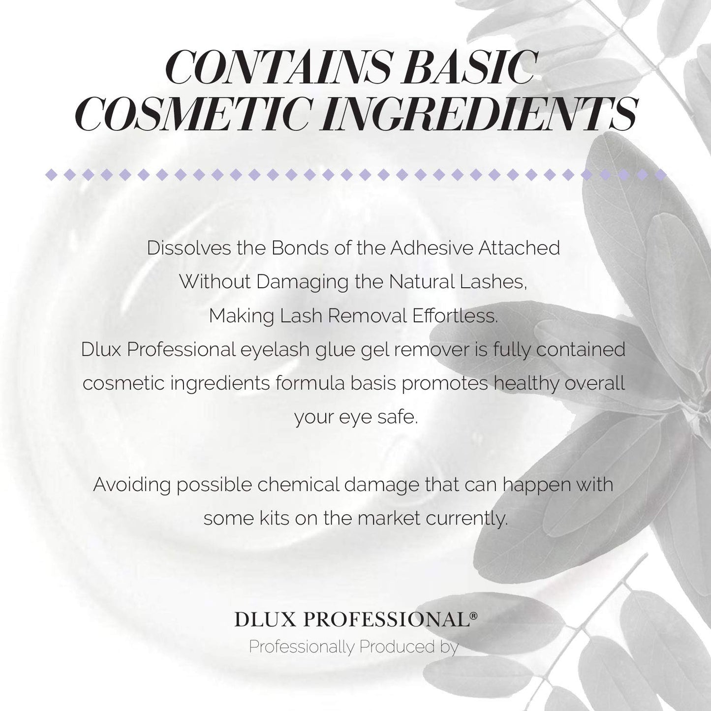 Professional lash extension removal supplies featuring the clear gel adhesive dissolver bottle.