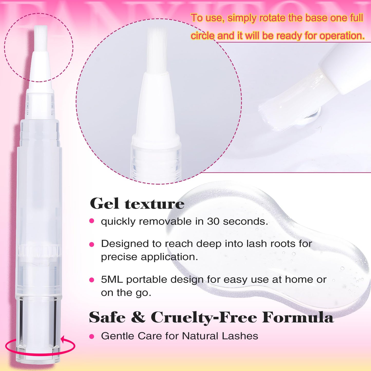 Clear lash sealer applicator brush detail