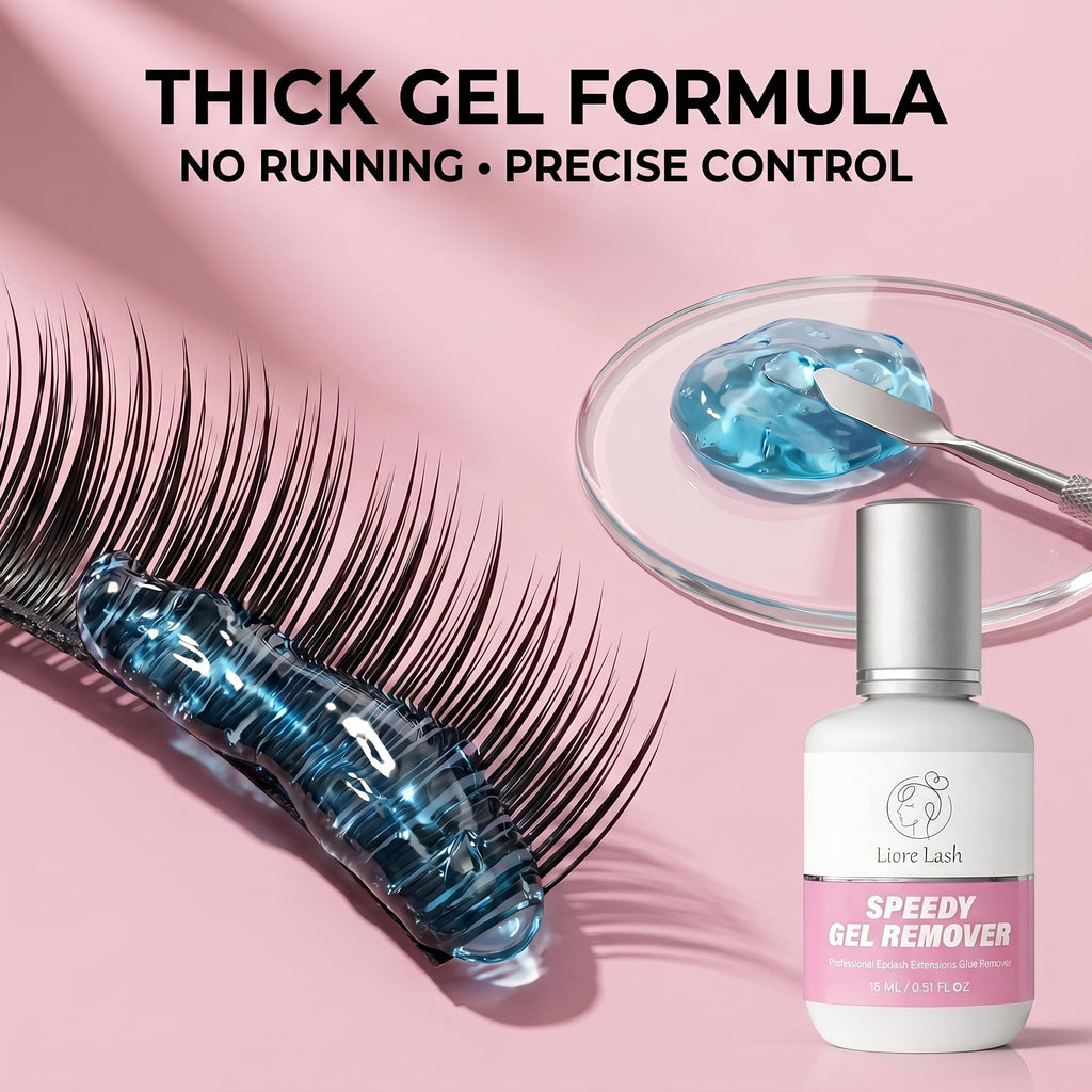 Liore Lash Speedy Gel Remover blue tinted gel texture demonstration