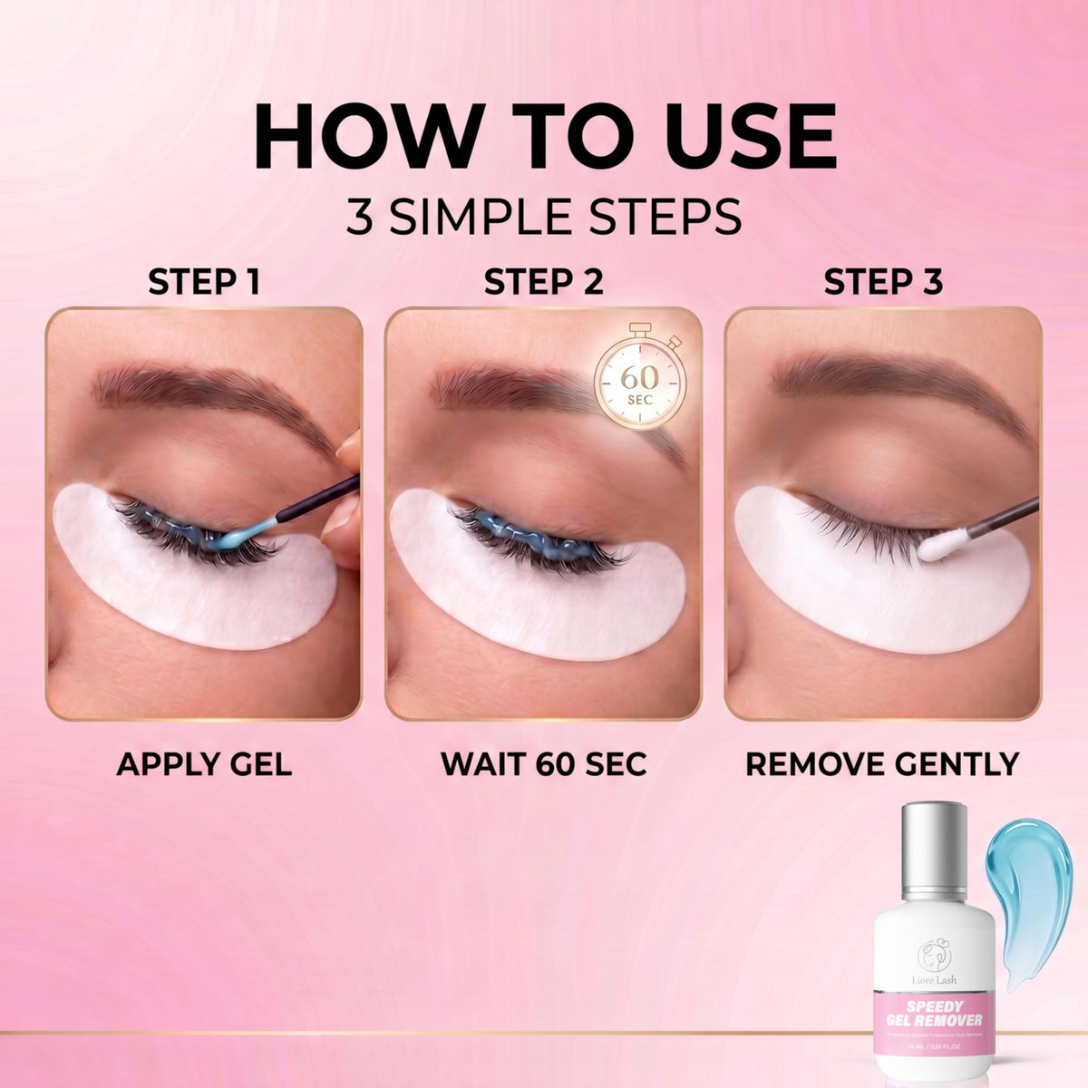 Liore Lash Speedy Gel Remover professional salon supply display