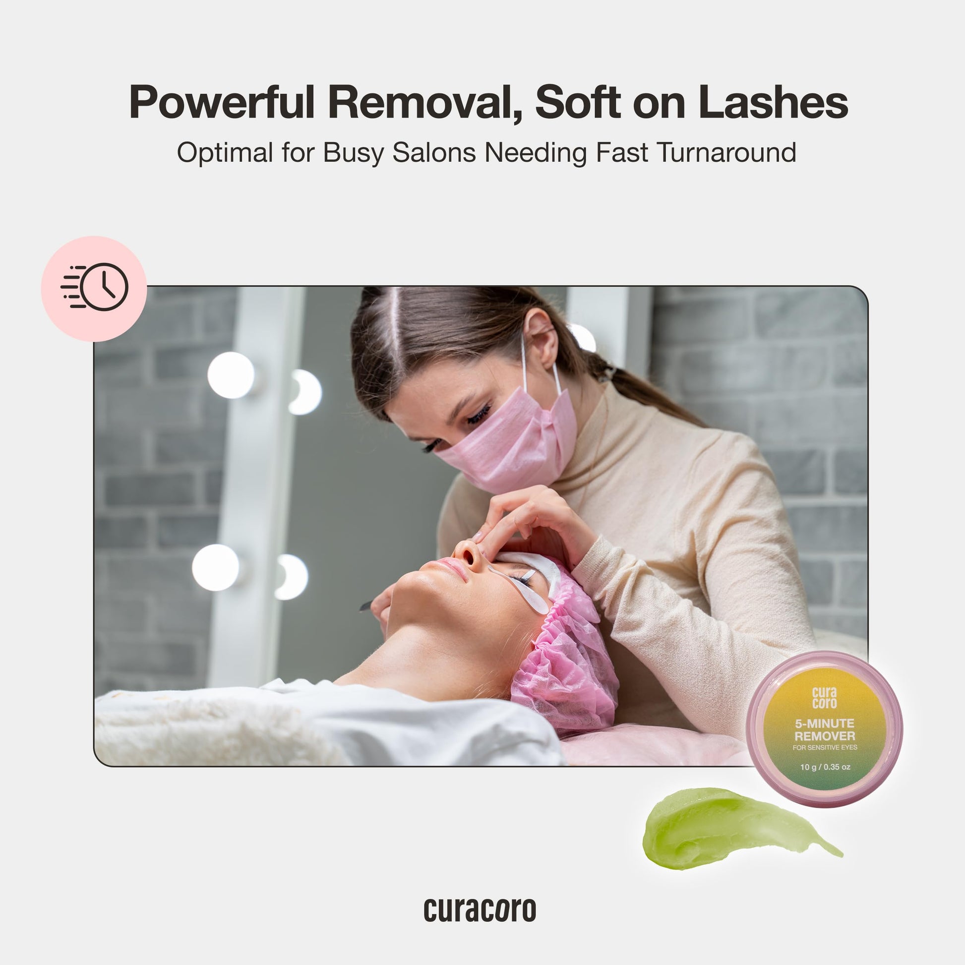 Curacoro sensitive skin lash extension remover melon scent label view