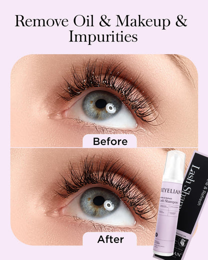BEYELIAN gentle cluster lash remover and foaming cleanser set on clear background