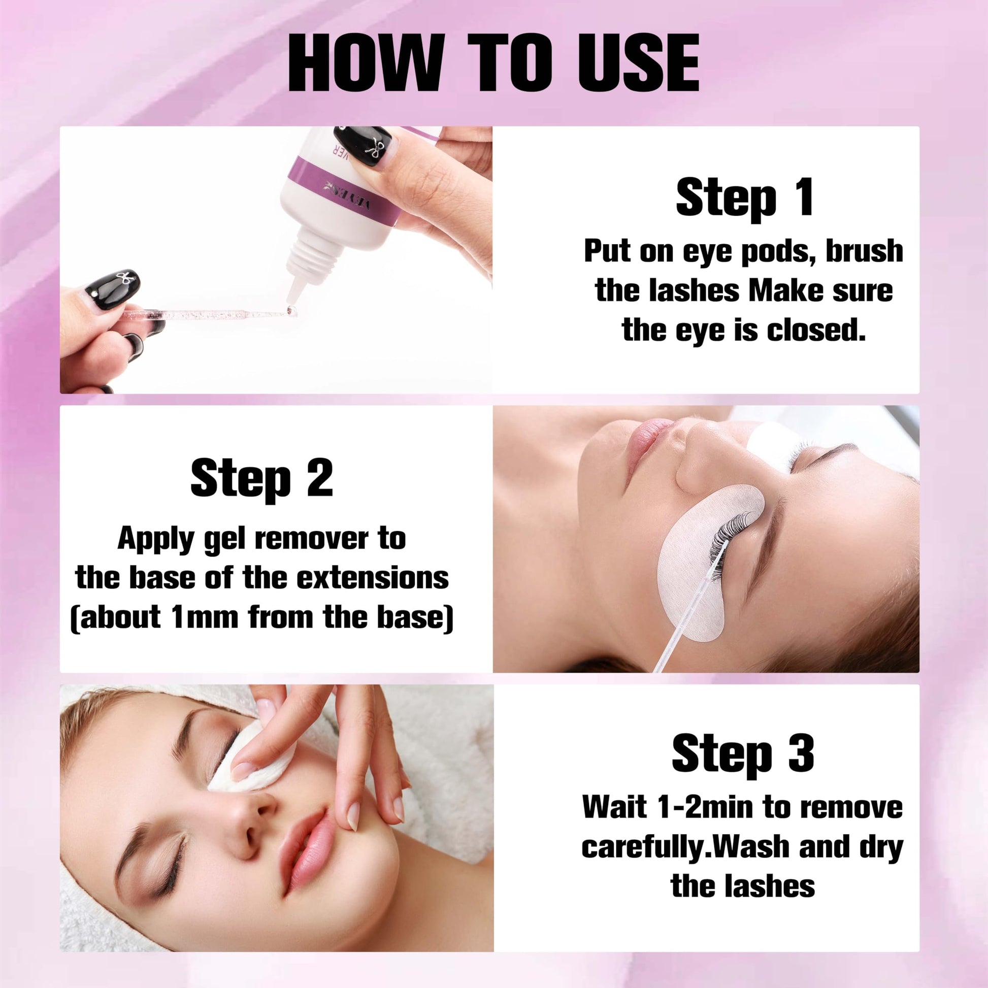 Professional lash tech tools alongside VEYES INC eyelash glue remover bottle.