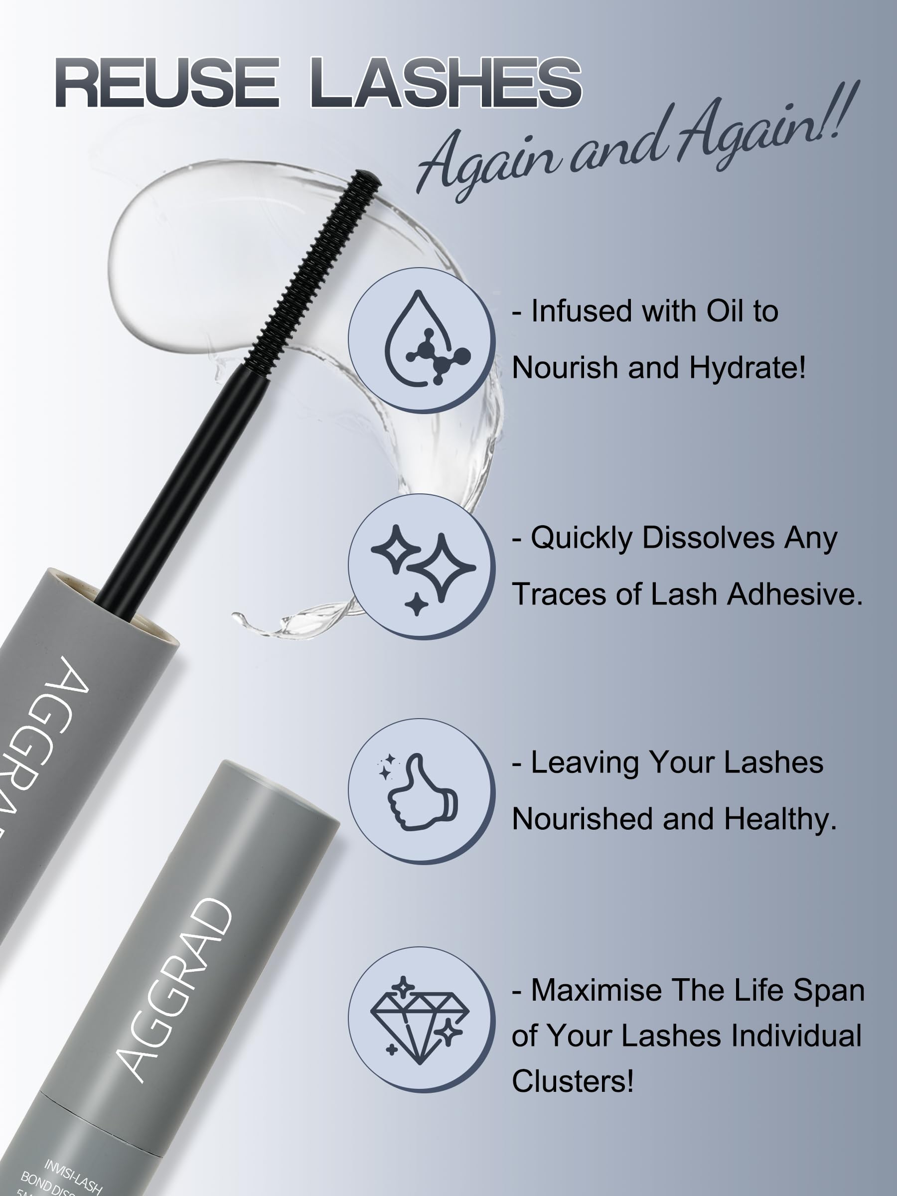 Aggrad lash glue remover 5 milliliter bottle packaging