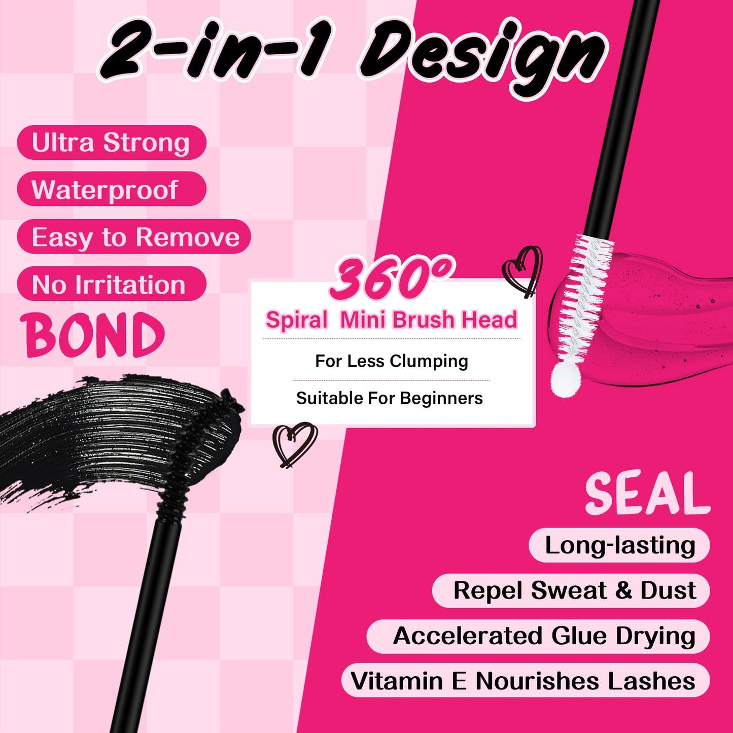 Gentle soothing self use lash adhesive cleanser bottle packaging details.