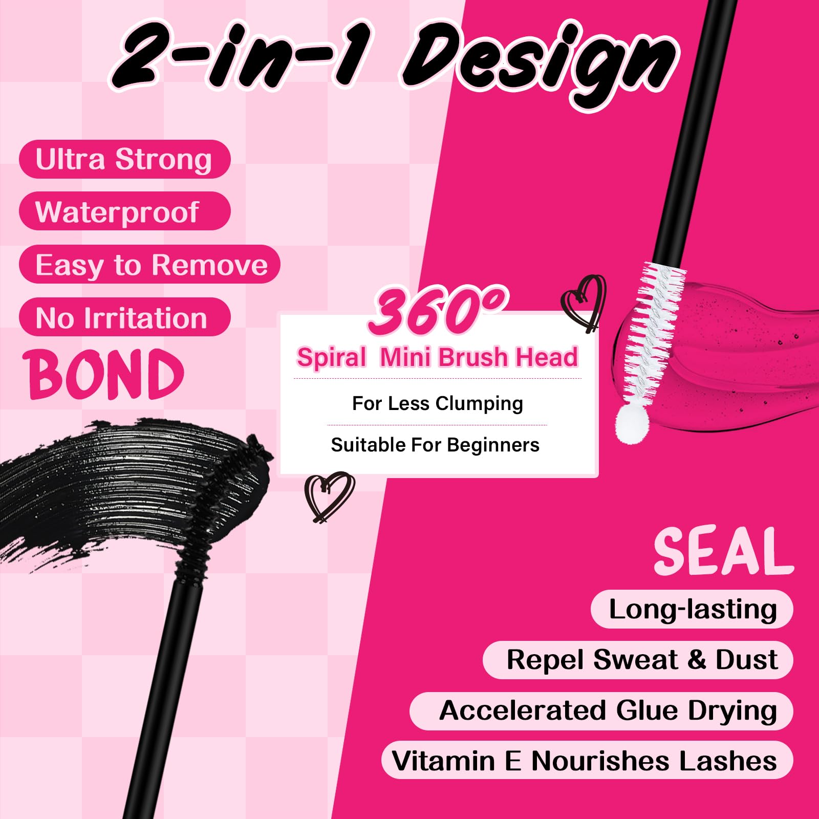 Gentle soothing self use lash adhesive cleanser bottle packaging details.