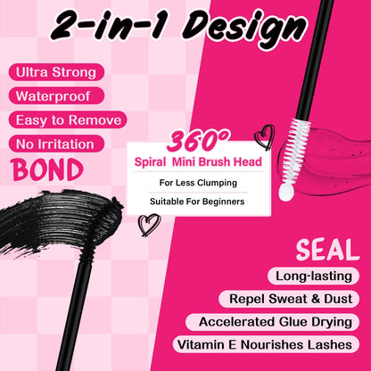 Gentle soothing self use lash adhesive cleanser bottle packaging details.