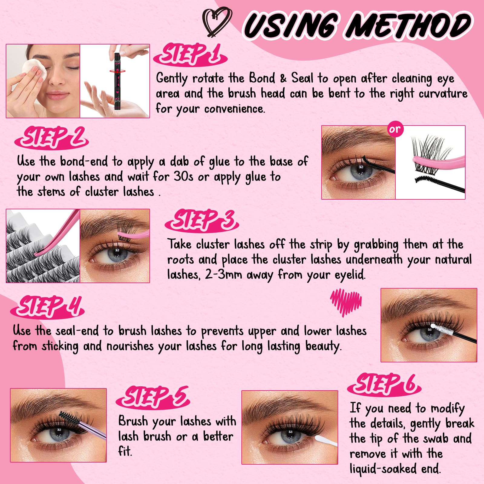 Close up of the 360 degree mascara style brush head coated in clear oil remover.