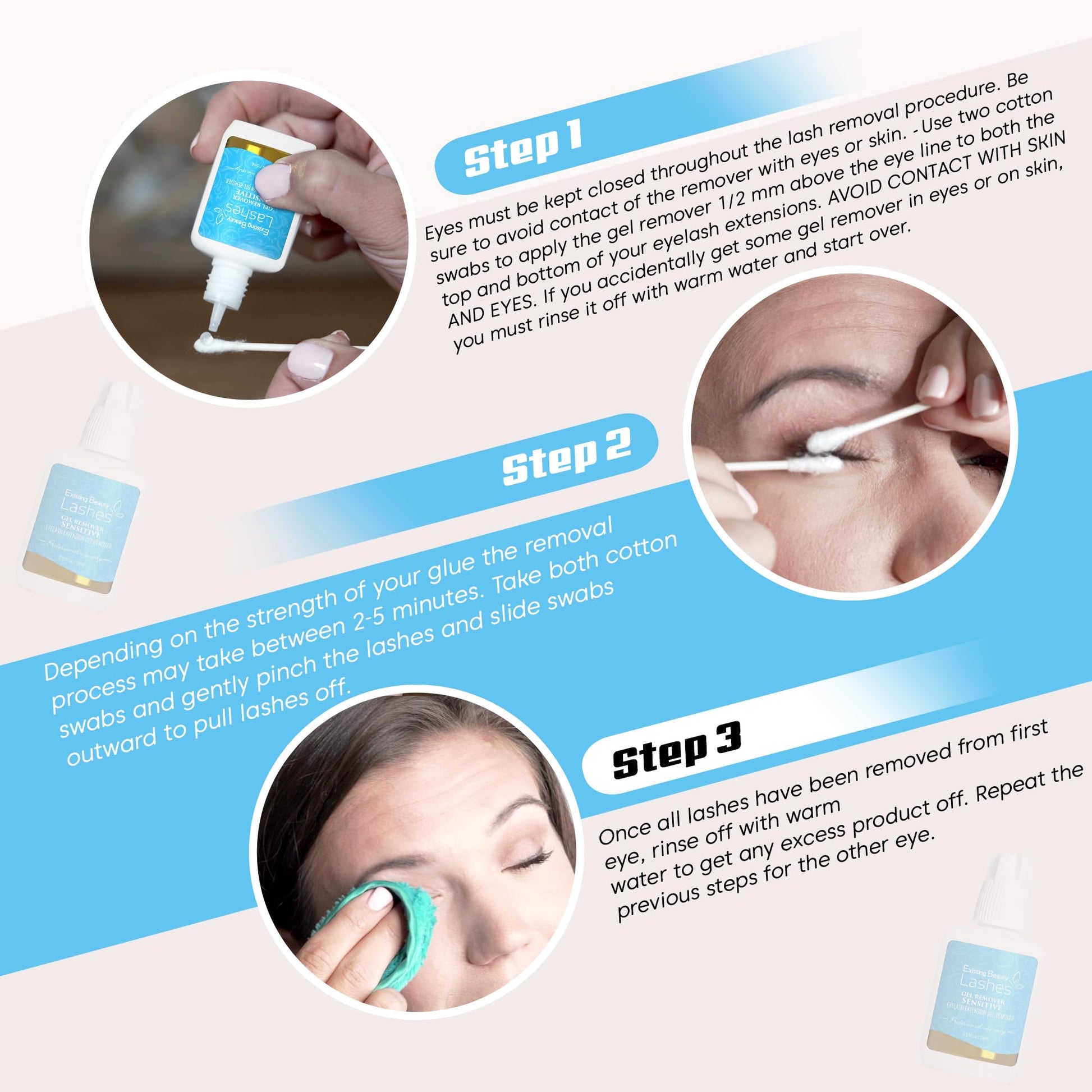 Existing Beauty eyelash extension remover gel 15 milliliters bottle showcasing the clear consistency