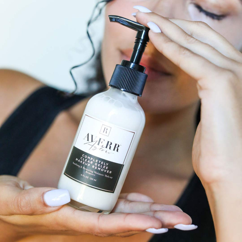 Averr Aglow facial cleanser side profile showing packaging details