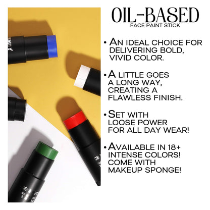 Highly pigmented waterproof green face painting stick texture close up