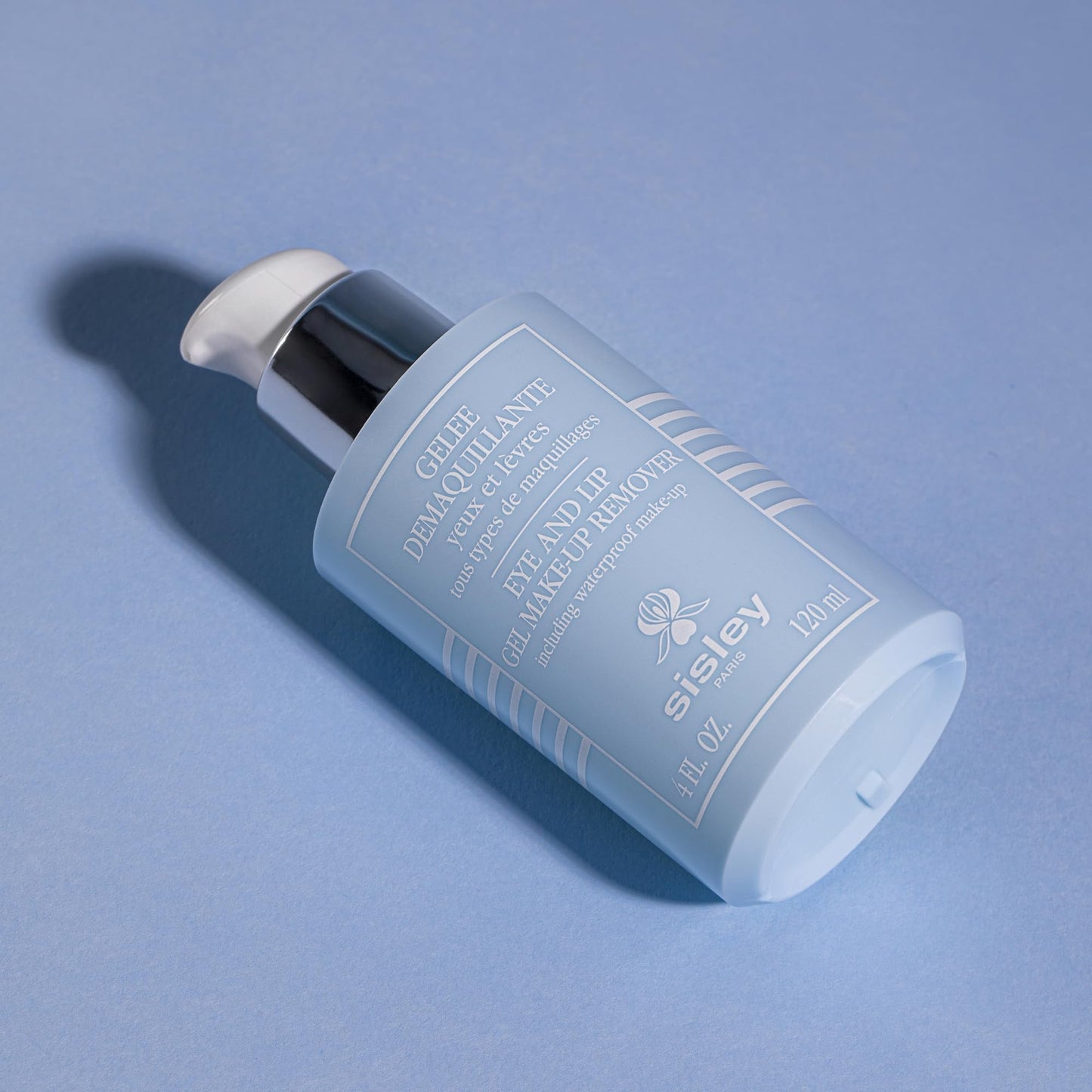 Authentic Sisley Paris makeup remover gel bottle displaying product label instructions