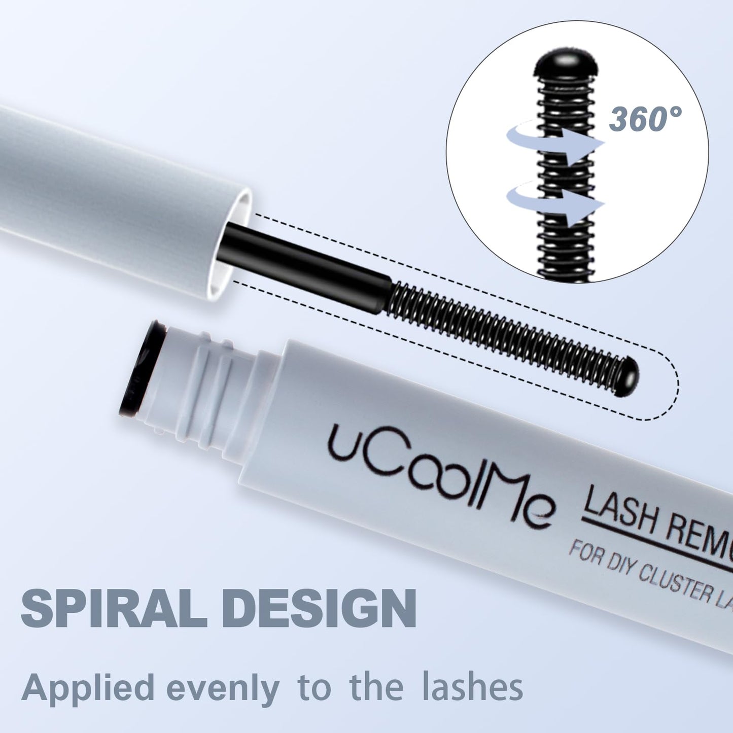 UCOOLME Lash Glue Remover spiral applicator wand separating extension clusters.