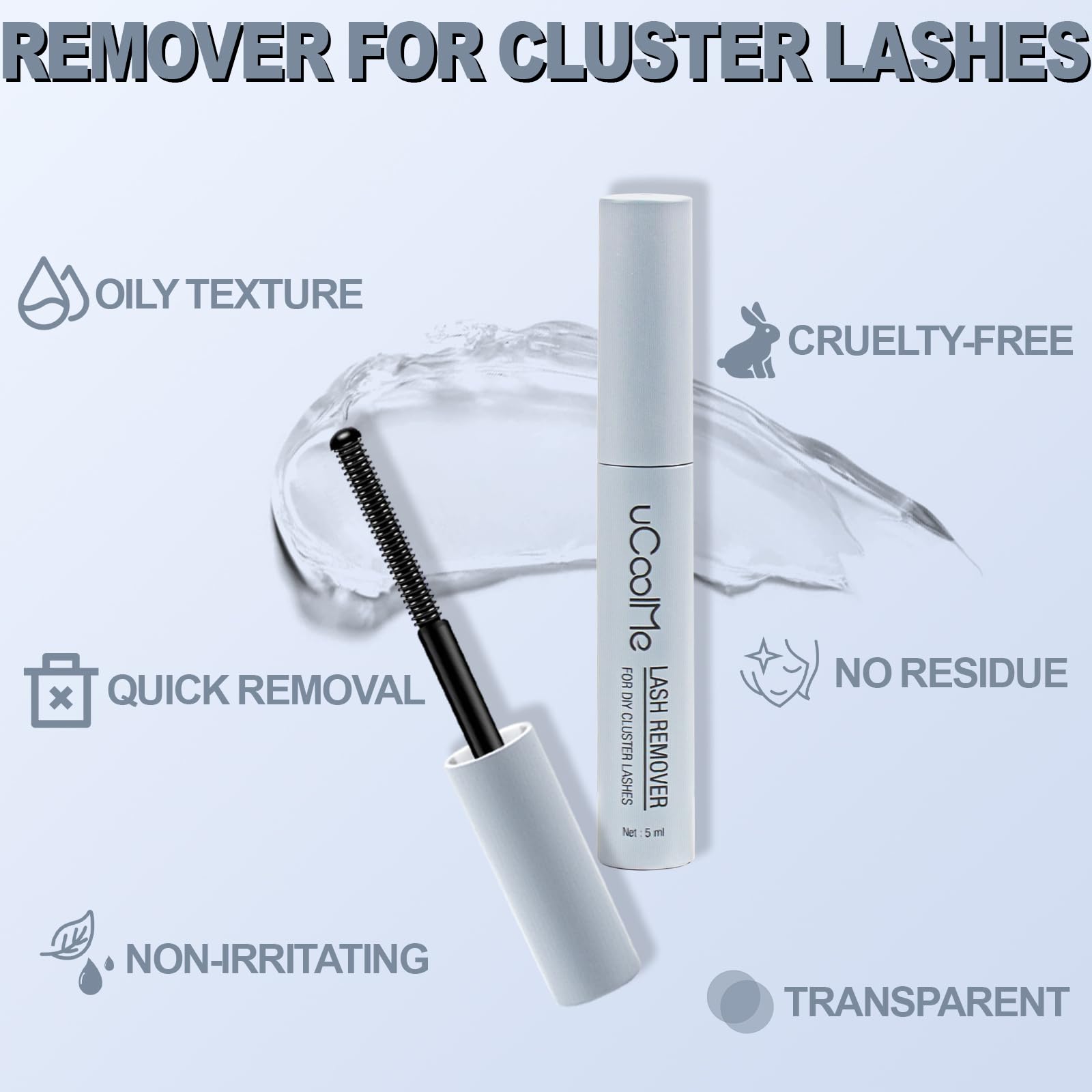 UCOOLME sensitive formula lash adhesive remover liquid detail close up.