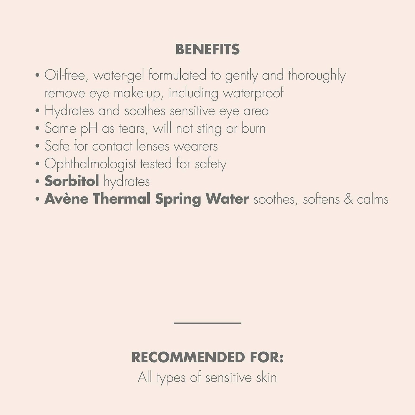 AvÃ¨ne sensitive eye makeup remover packaging back details