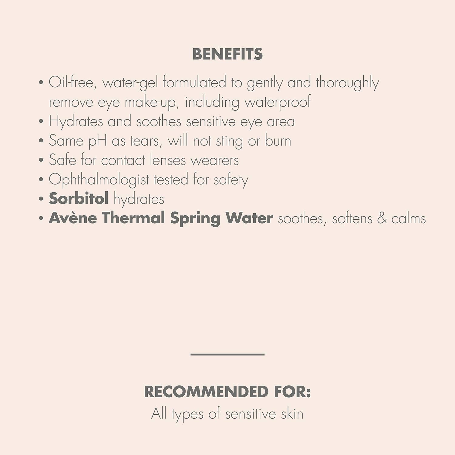 AvÃ¨ne sensitive eye makeup remover packaging back details