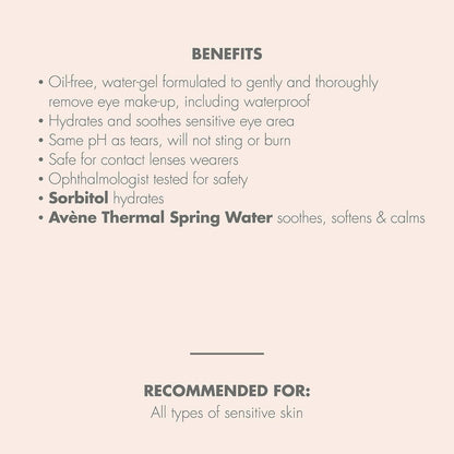 AvÃ¨ne sensitive eye makeup remover packaging back details