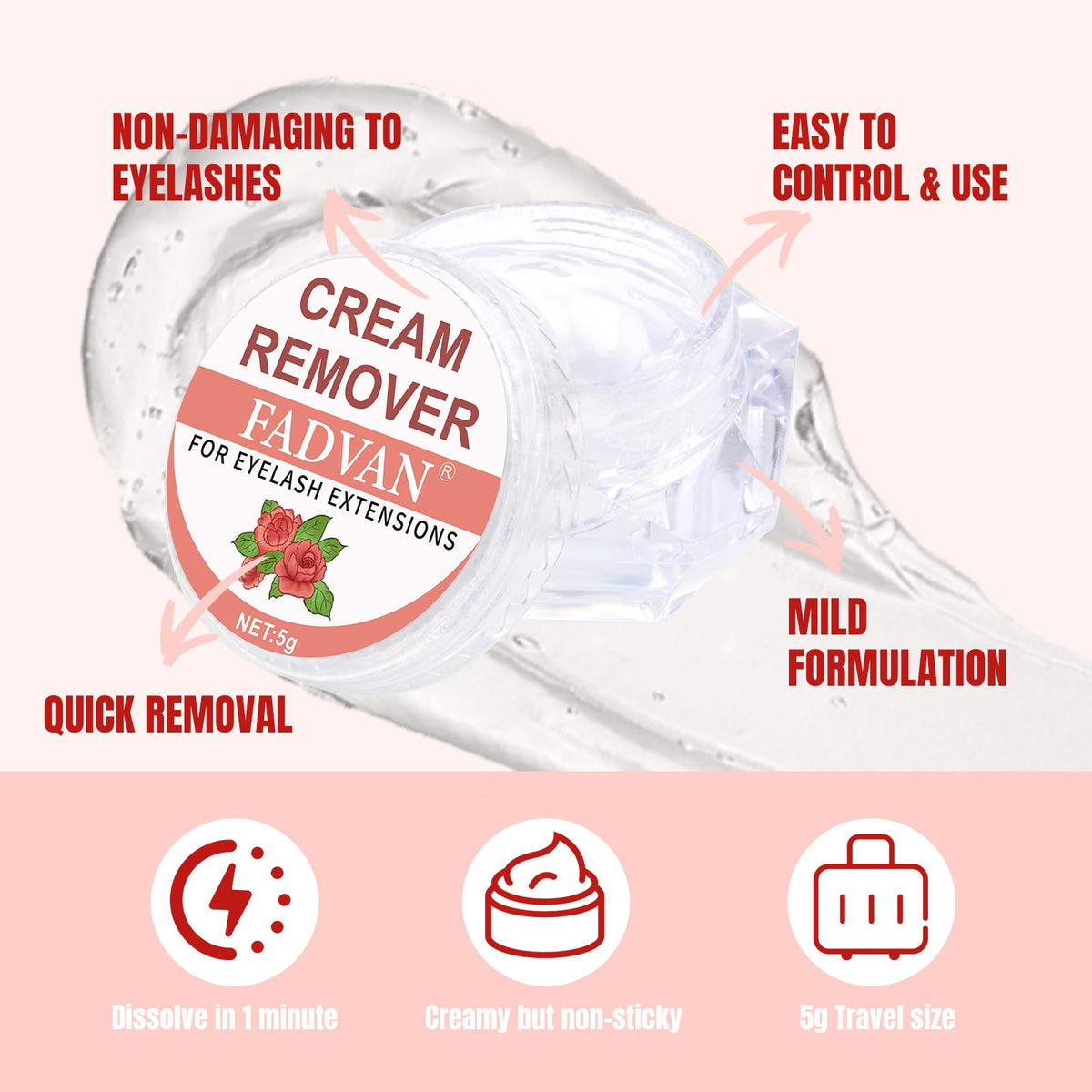 FADVAN eyelash extension remover cream texture closeup
