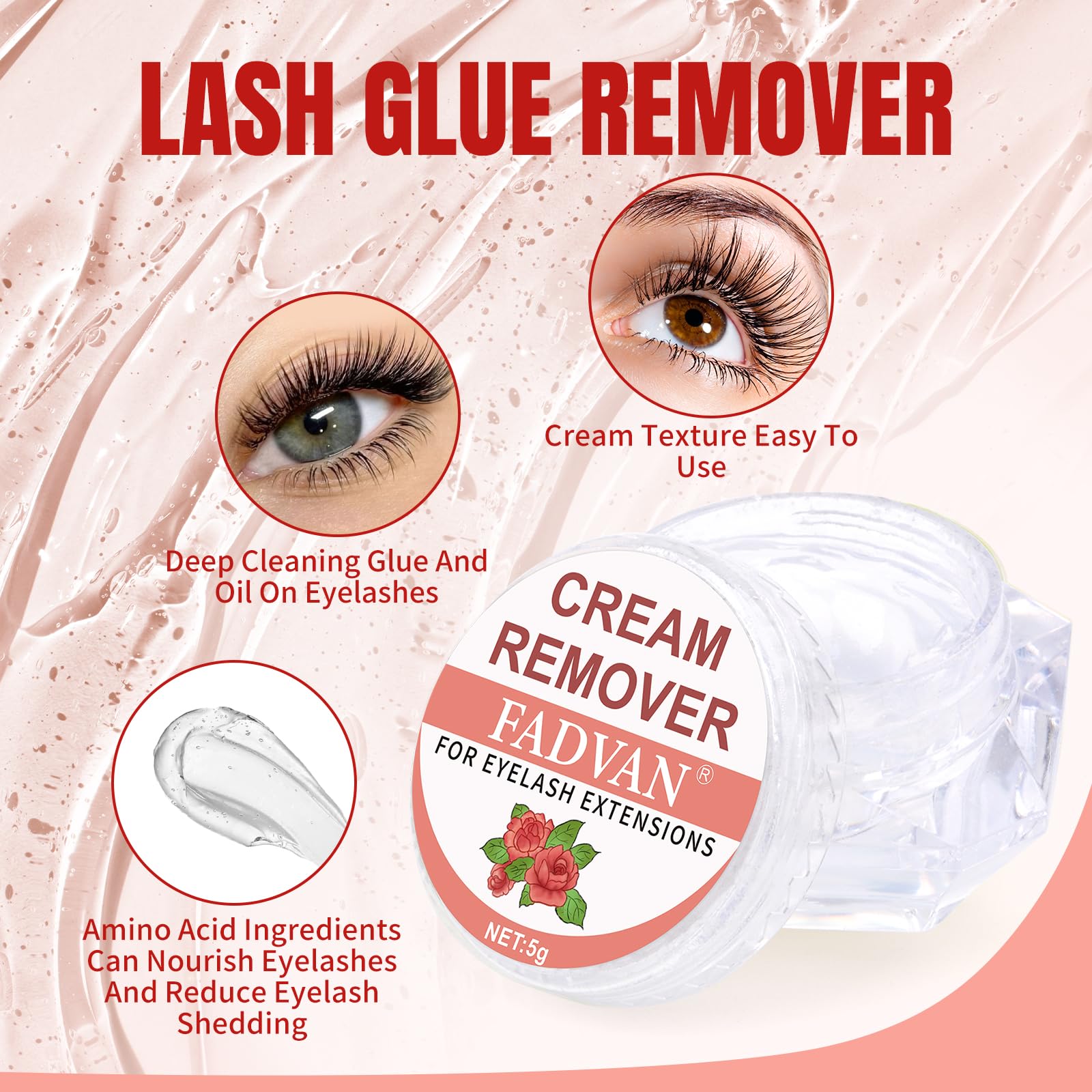 Close up of Fadvan lash remover gel branding