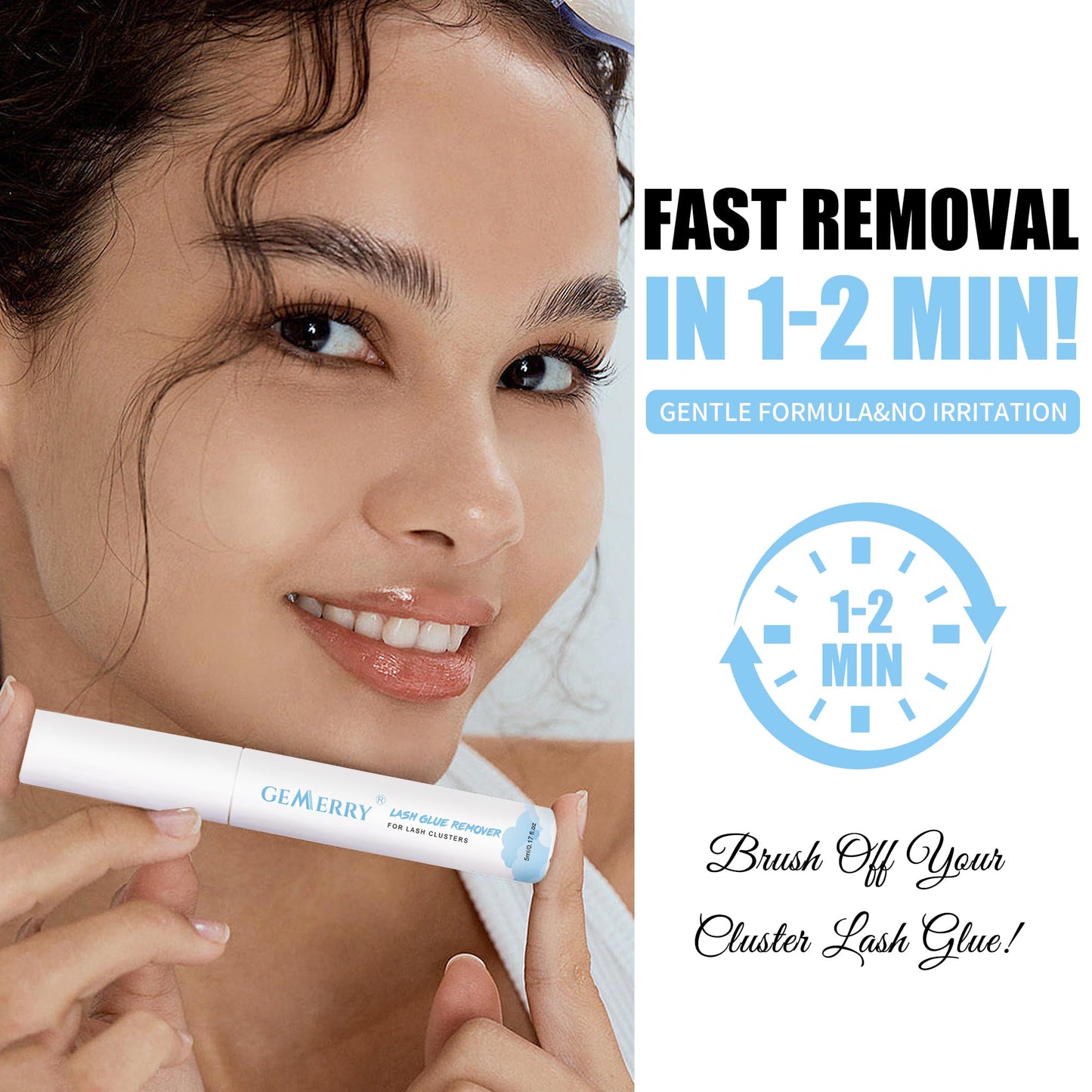 Gemerry lash glue remover with spiral wand applicator