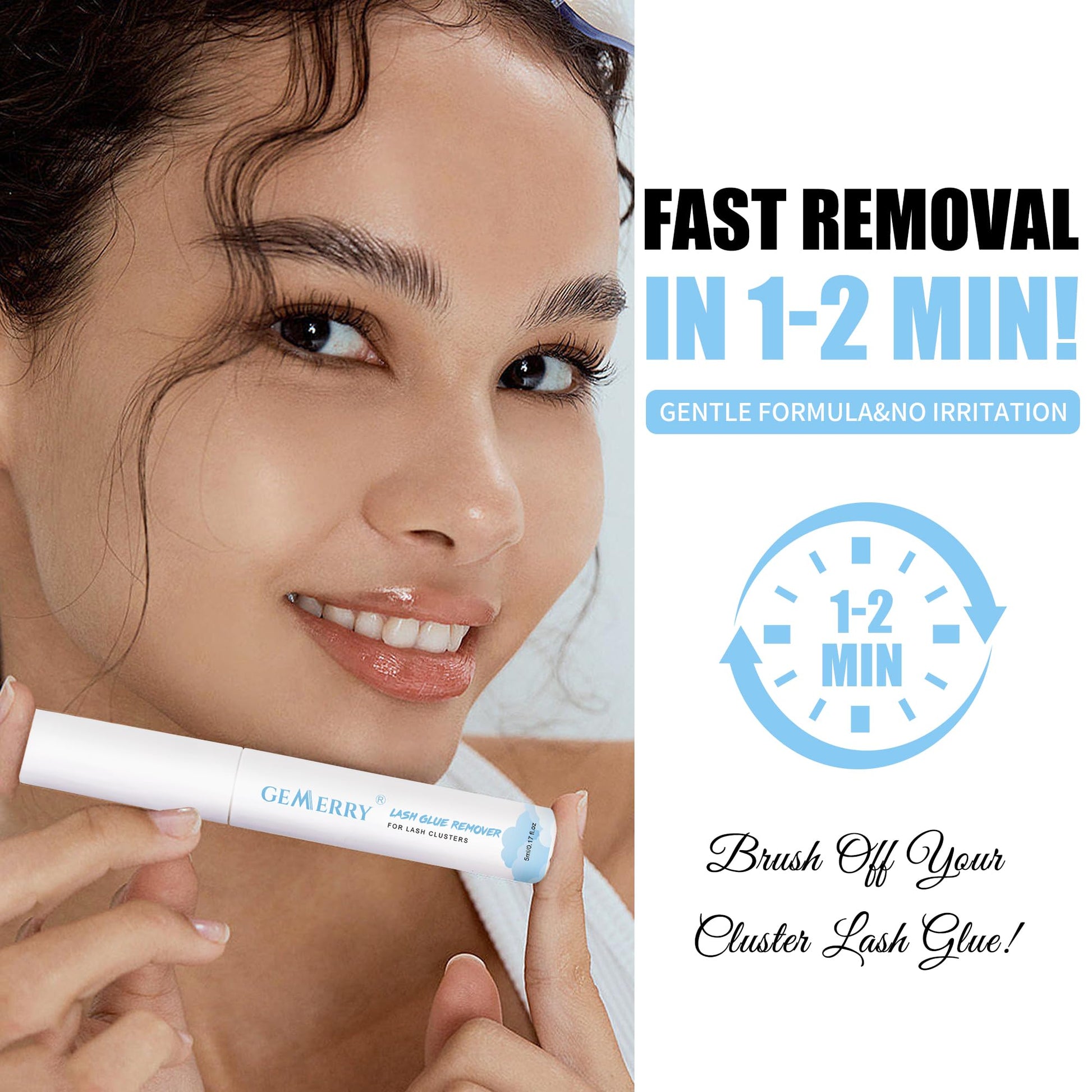 Gemerry lash glue remover with spiral wand applicator