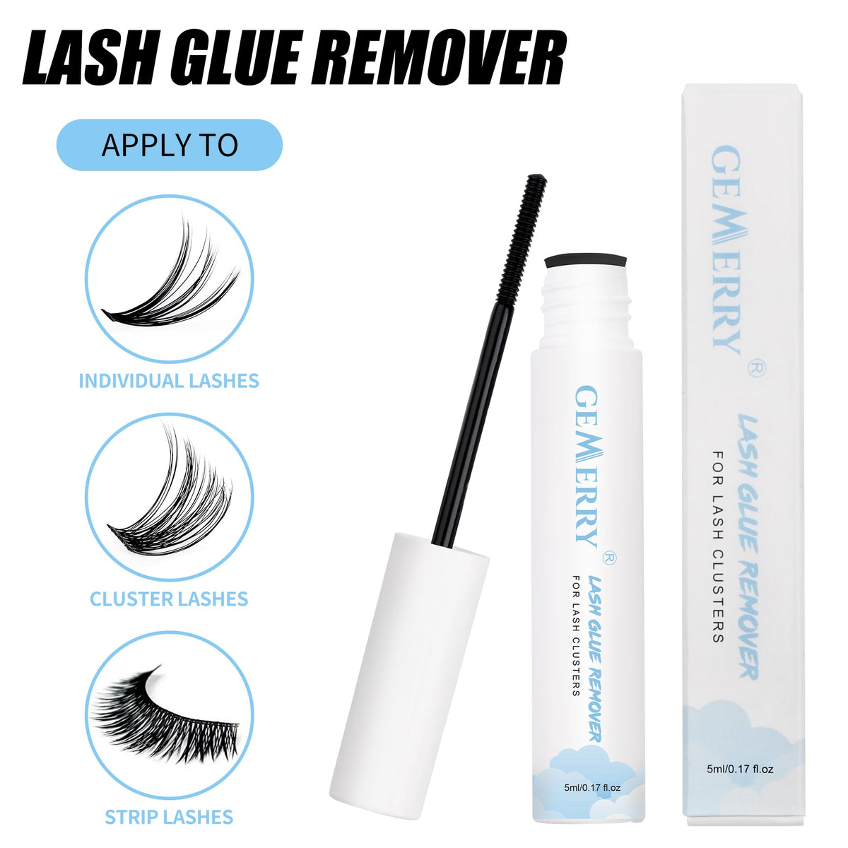 Gemerry lash extension remover packaging for DIY home use