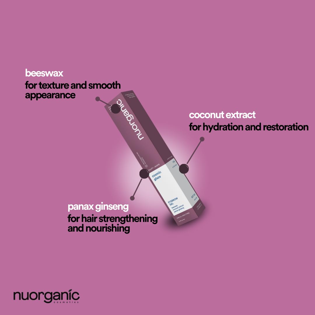 Nuorganic clear eyebrow sculpting gel tube and spoolie brush