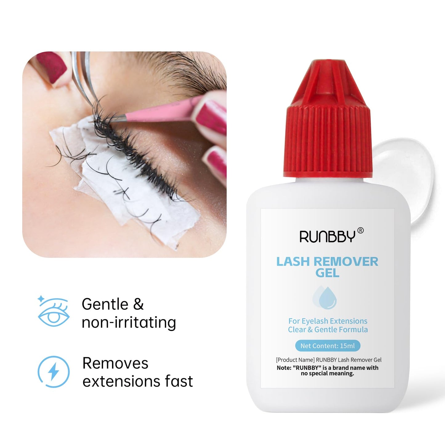 Close up of BBC Lash Remover Gel packaging details