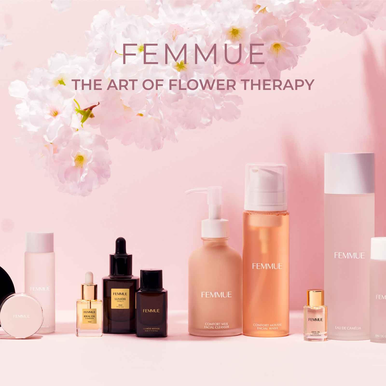 Authentic imported USA skincare FEMMUE facial cleanser bottle on counter