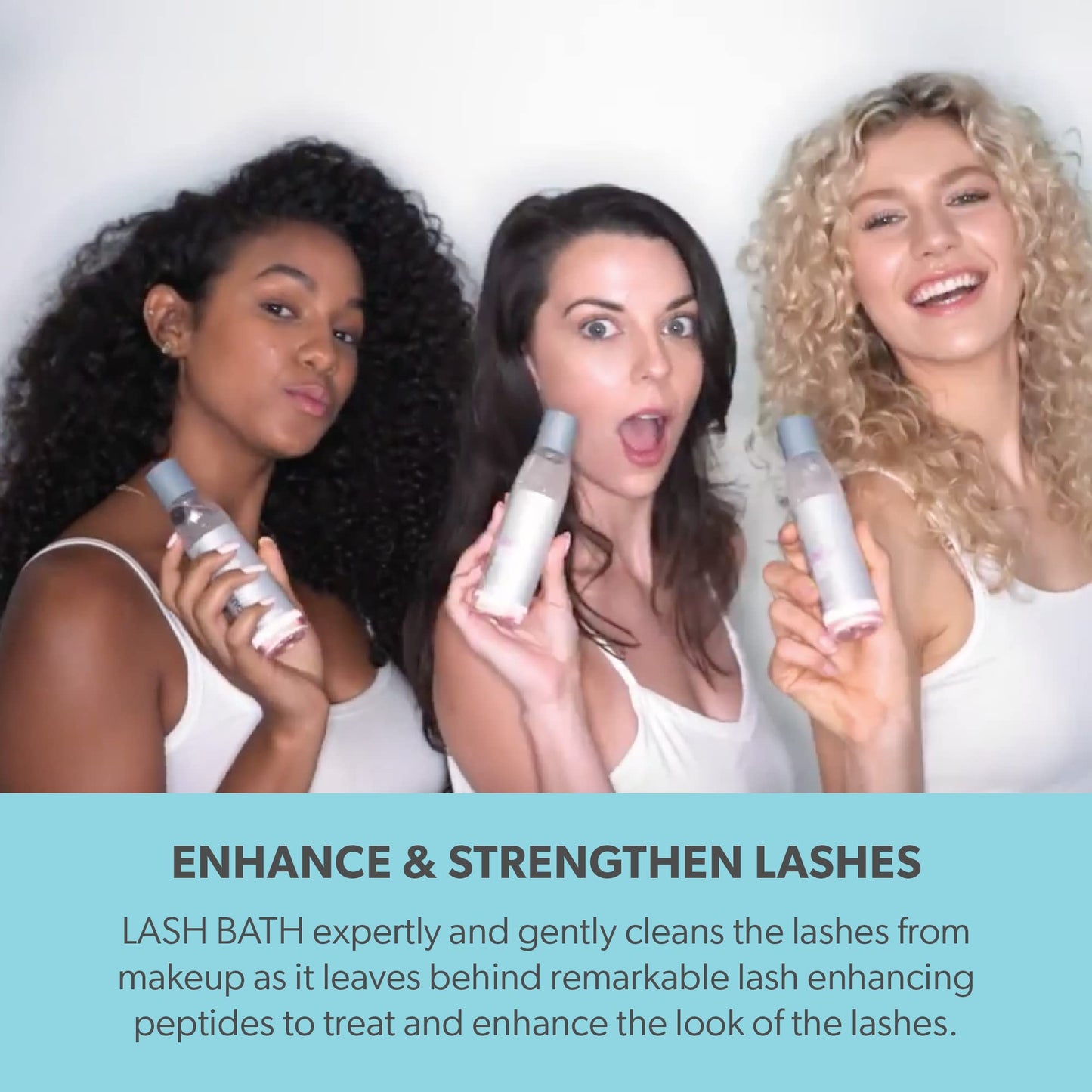 Imported USA skincare lash growth bath product display with double action benefits
