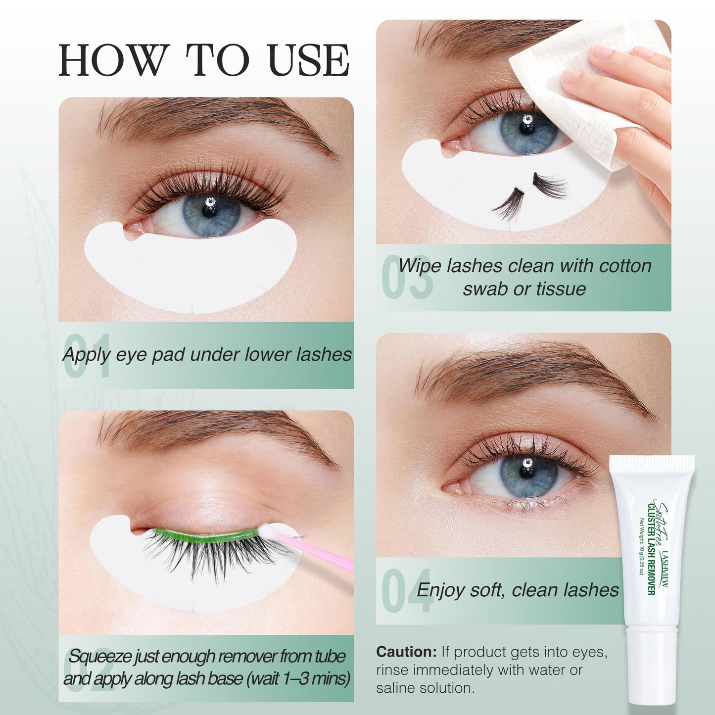 Instructions for safe lash cluster removal