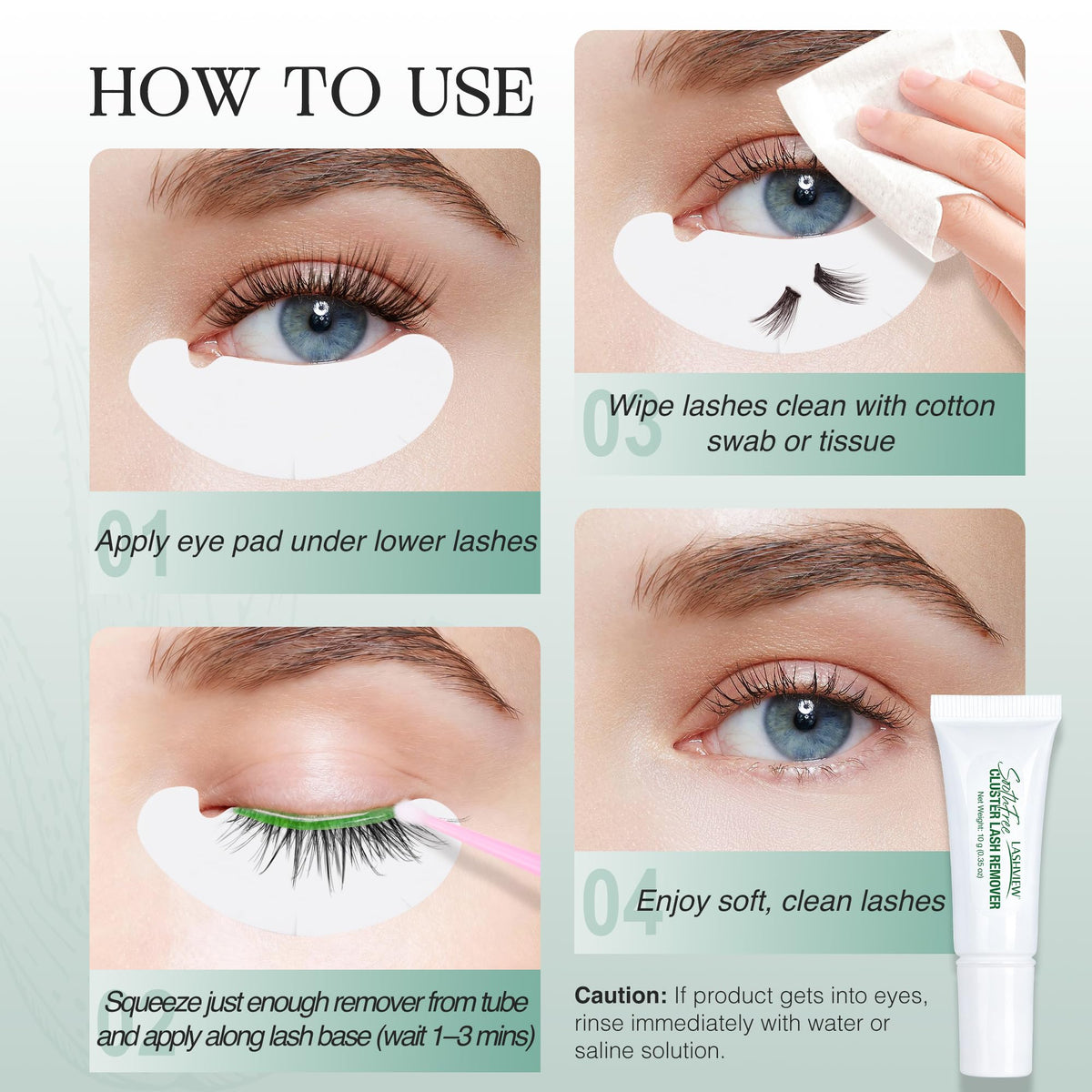 At home lash cluster glue remover application demonstration angle