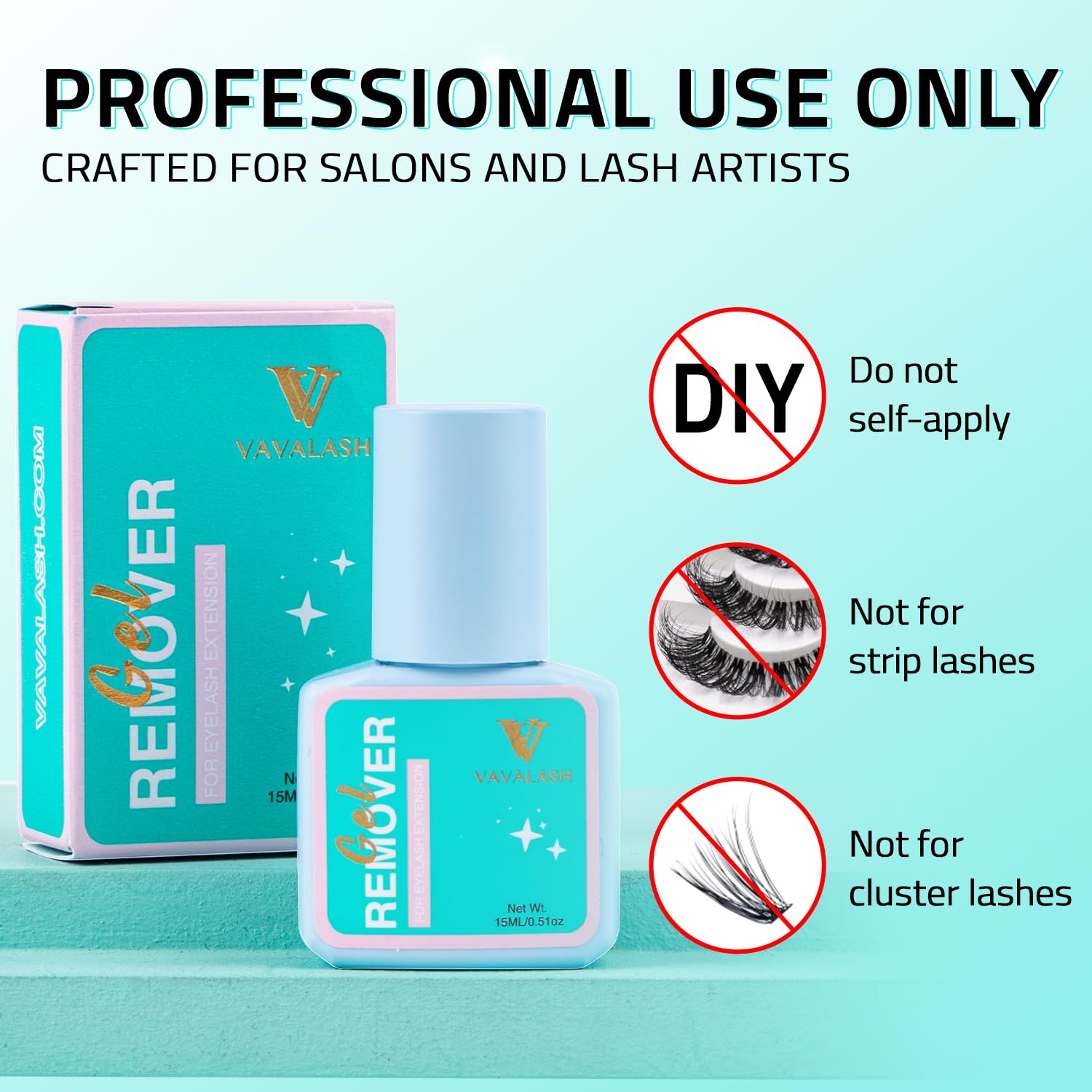 Vavalash gel remover for sensitive lash application