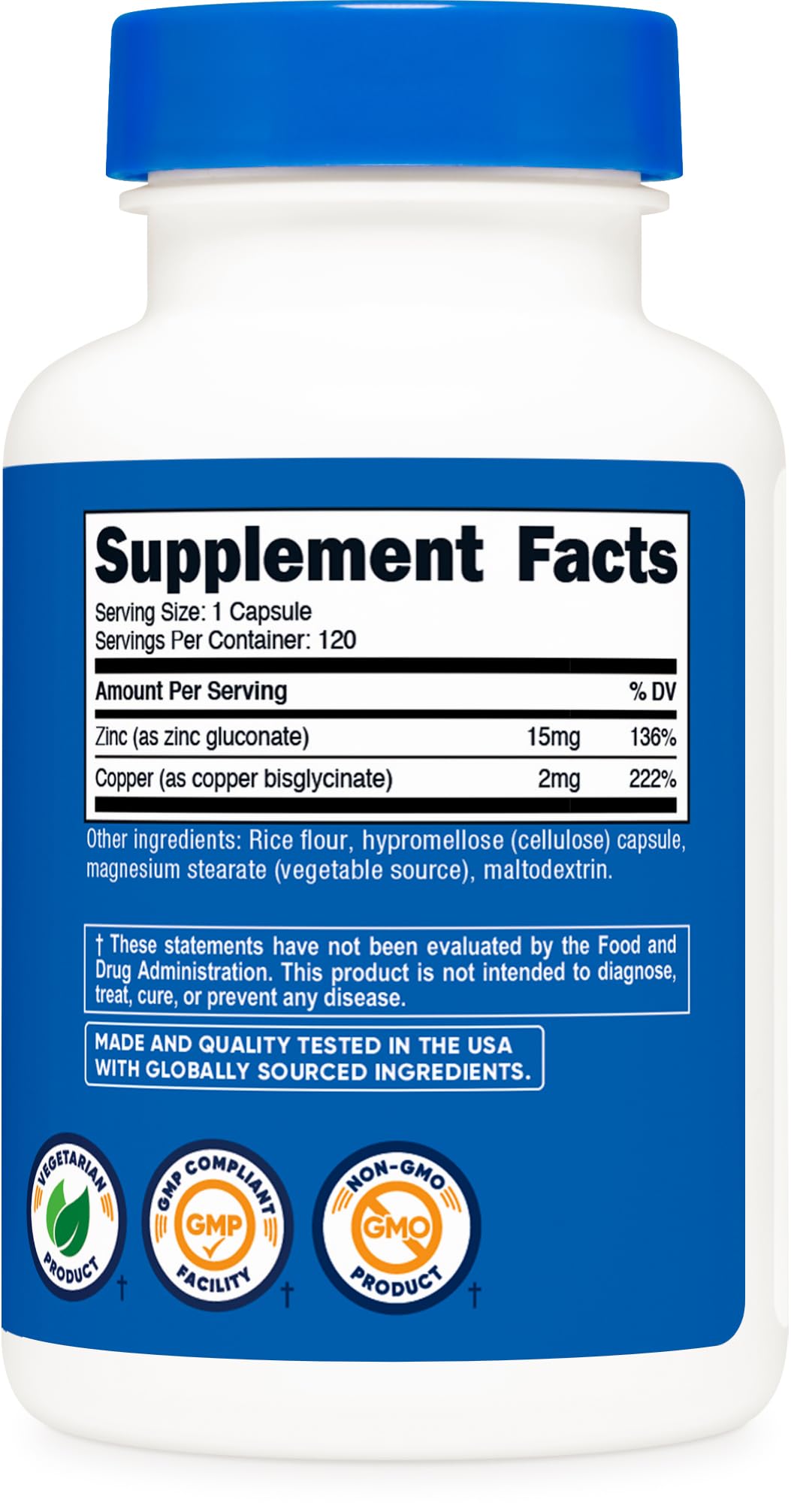 Nutricost premium copper and zinc imported formula for antioxidant defense