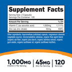 Nutricost Vitamin C and Zinc 240 vegetarian capsules supplement facts panel