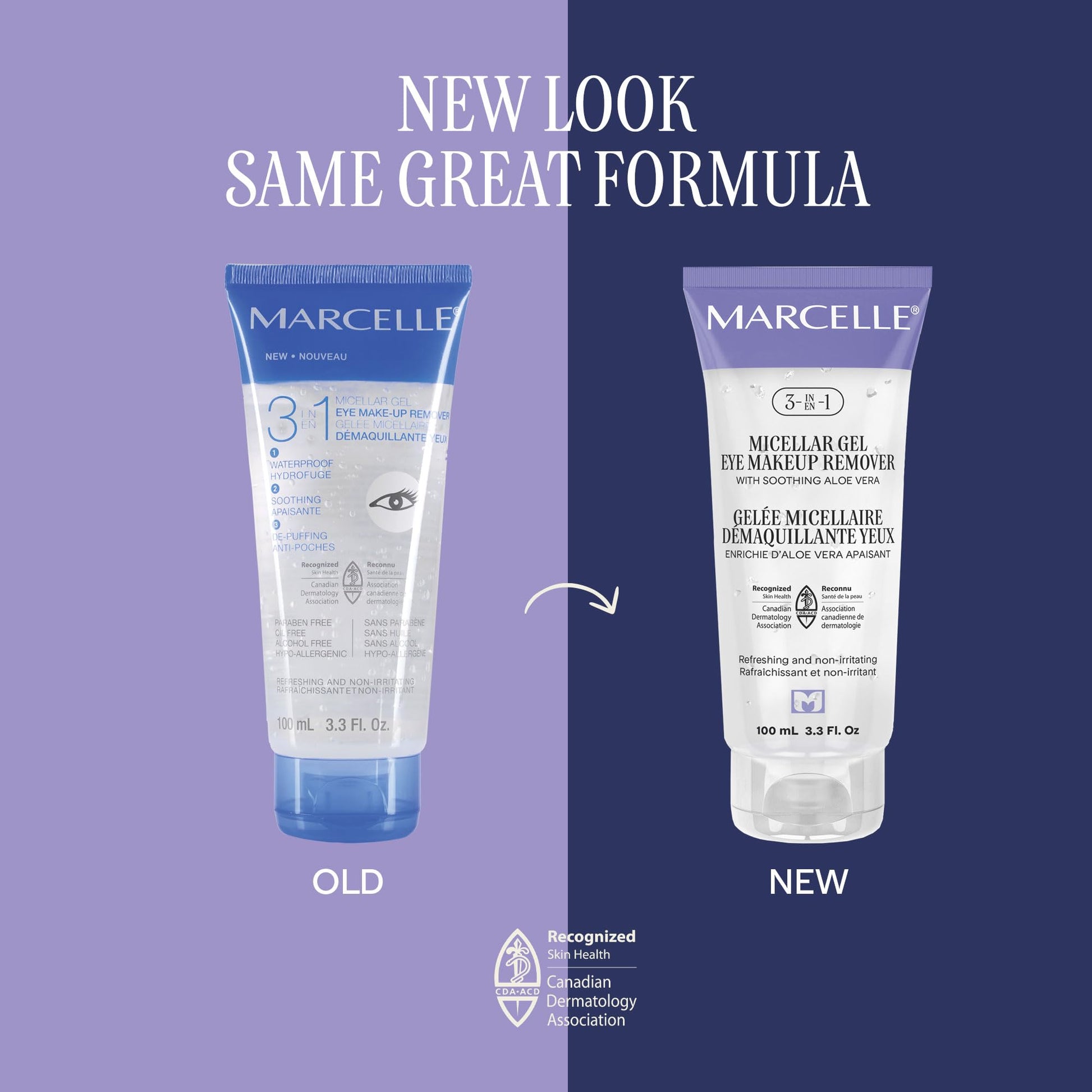 Hypoallergenic micellar gel eye makeup remover enriched with soothing aloe vera